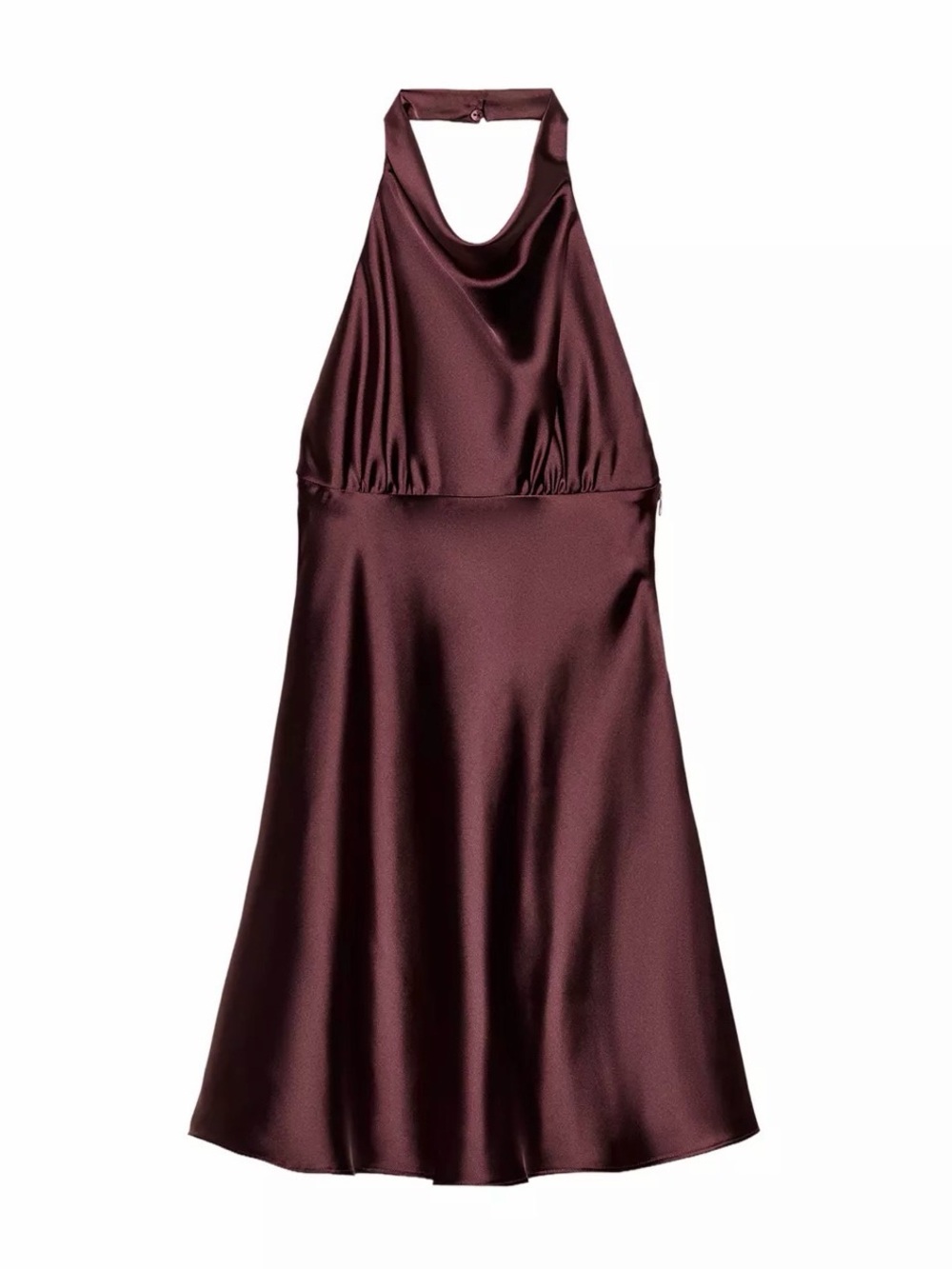 Zara Satin Halter Midi Dress in Deep Burgundy